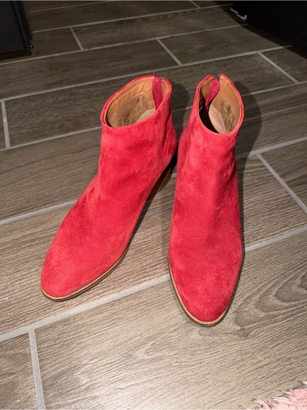 Seychelles Red Suede Leather Ankle Boots